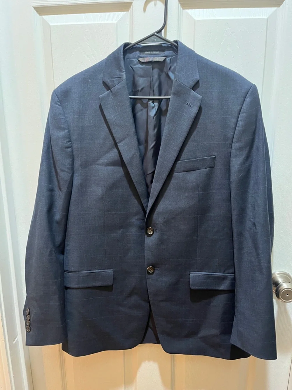 Lauren Ralph Lauren Men’s 42R Navy Blue Windowpane Wool Blazer Sport Coat